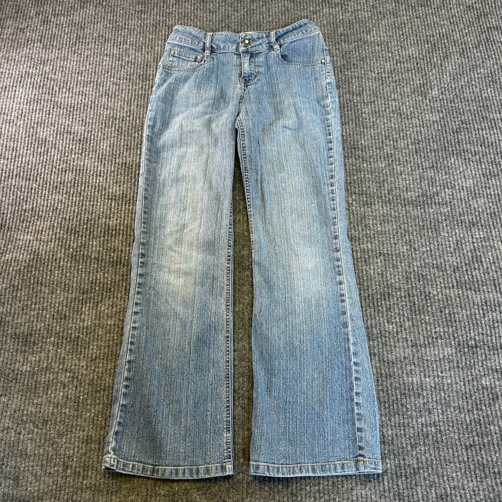 Route 66 Original Womens Bootcut Jeans Blue Medium Wash Embroidered Hearts 10 - Picture 1 of 8
